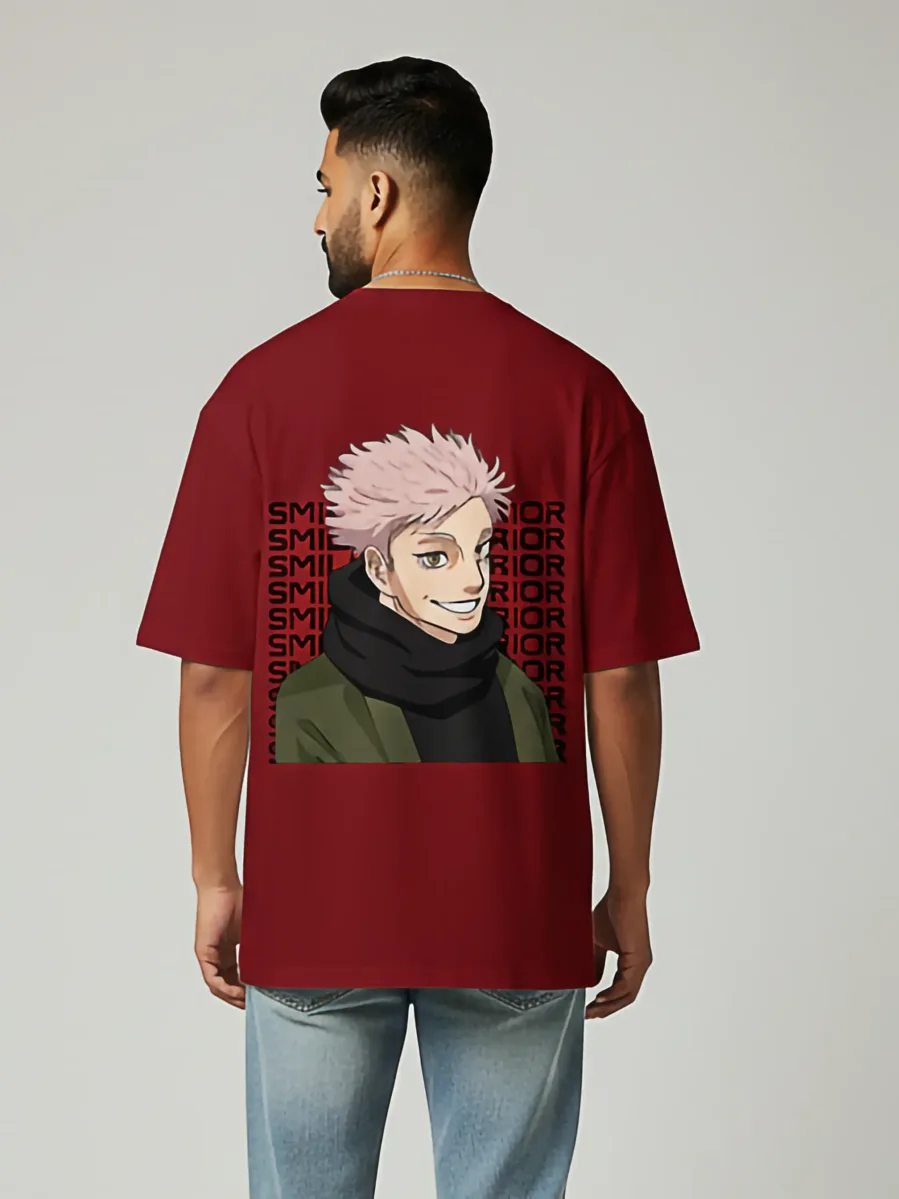 Smiling Warrior Anime Terry Oversized Tee